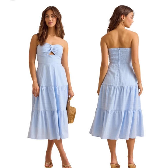 Altar’d State Sofia Strapless Midi Dress Sz L - Picture 1 of 9